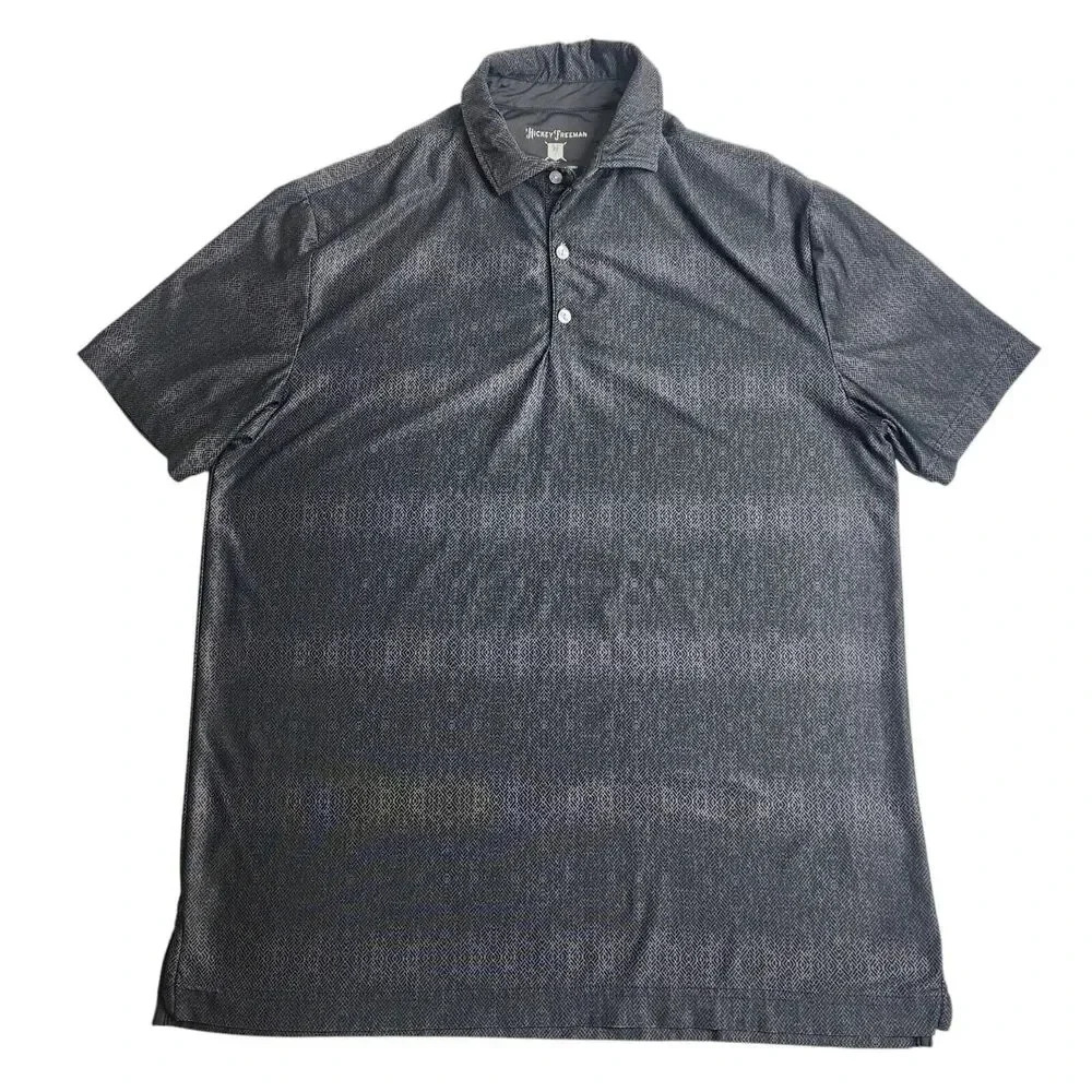 Hickey Freeman Golf Polo‎ Gray Stretch Performance Preppy Size Medium